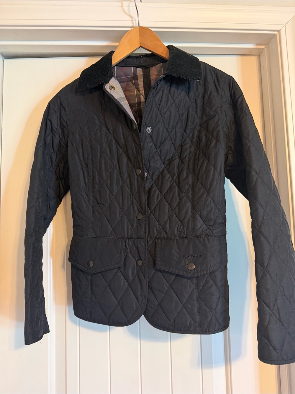 Barbour Black Quilted Women's Utility Jacket with Cord Collar